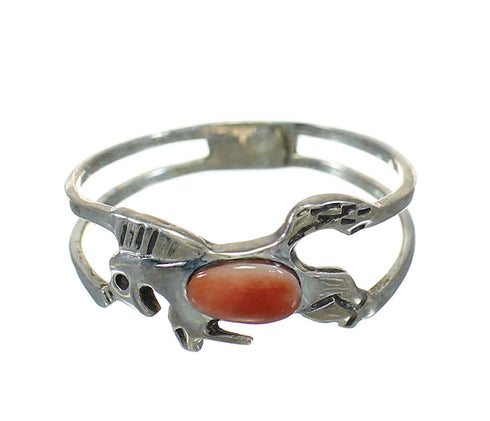 Oyster Shell Southwest Silver Horse Ring Size 6-1/4 YX92384